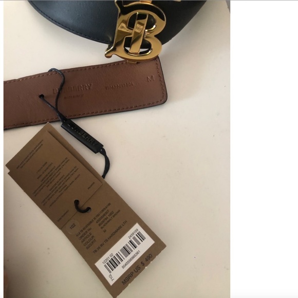 Burberry Black/Brown with Tag  Logo Buckle Reversible Leather Belt - Picture 6 of 13